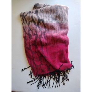 Women's Scarves Pink Leopard‎ Print Acrylic Fringe Scarf Made in Italy